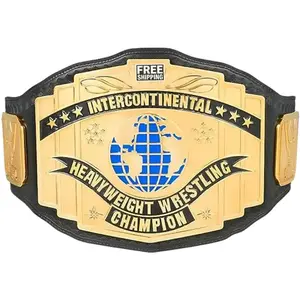 Inter Old Black Adult Championship Title Belt Replica - 2mm Leather Straps  - Fan Gift World Wrestling