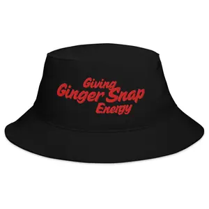 Giving Ginger Snap Energy (Red Text) Embroidered Bucket Hat, Adult One size, Black, Navy Blue, and White