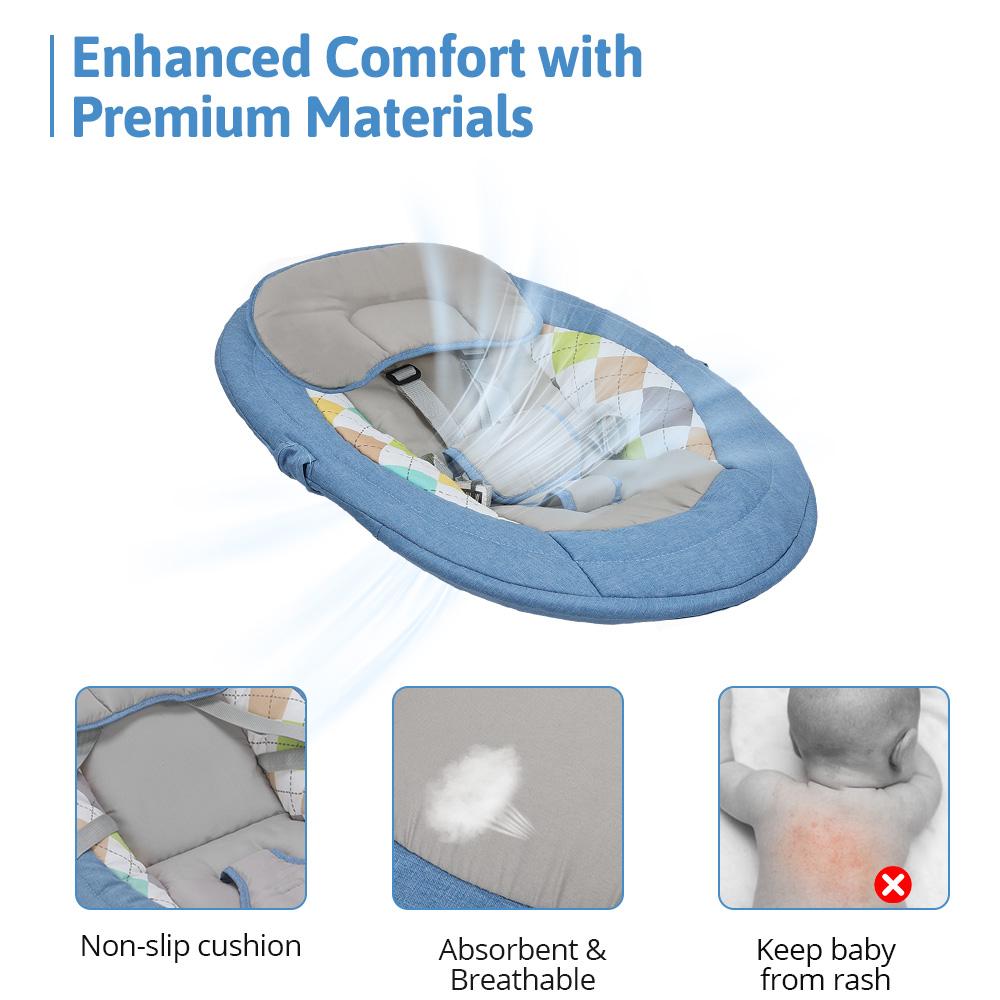 COMOMY Baby Swing for Infants with 5 Natural Sway Speeds, Portable Bt Music Baby Swing with Remote Control & 5-Point Harness, Hands-Free Baby Soother, Lightweight Baby Rocker for 5-20 Lb, 0-6 Months, Blue, Valentine's Day