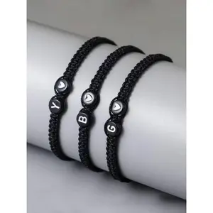 Heart & Letter Charm Braided Bracelet, Fashionable Jewelry for Women & Men, Trendy All-match & Exquisite Jewelry for Birthday Gift, Heart Shaped Bracelet