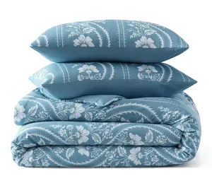 Martha Stewart Sophia Stripe Blue Cotton Queen Duvet Set