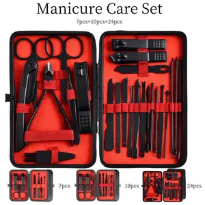 7/10/24-piece professional nail care set, stainless steel nail clipper set with storage box, foot care tools, manicure set suitable for home and travel