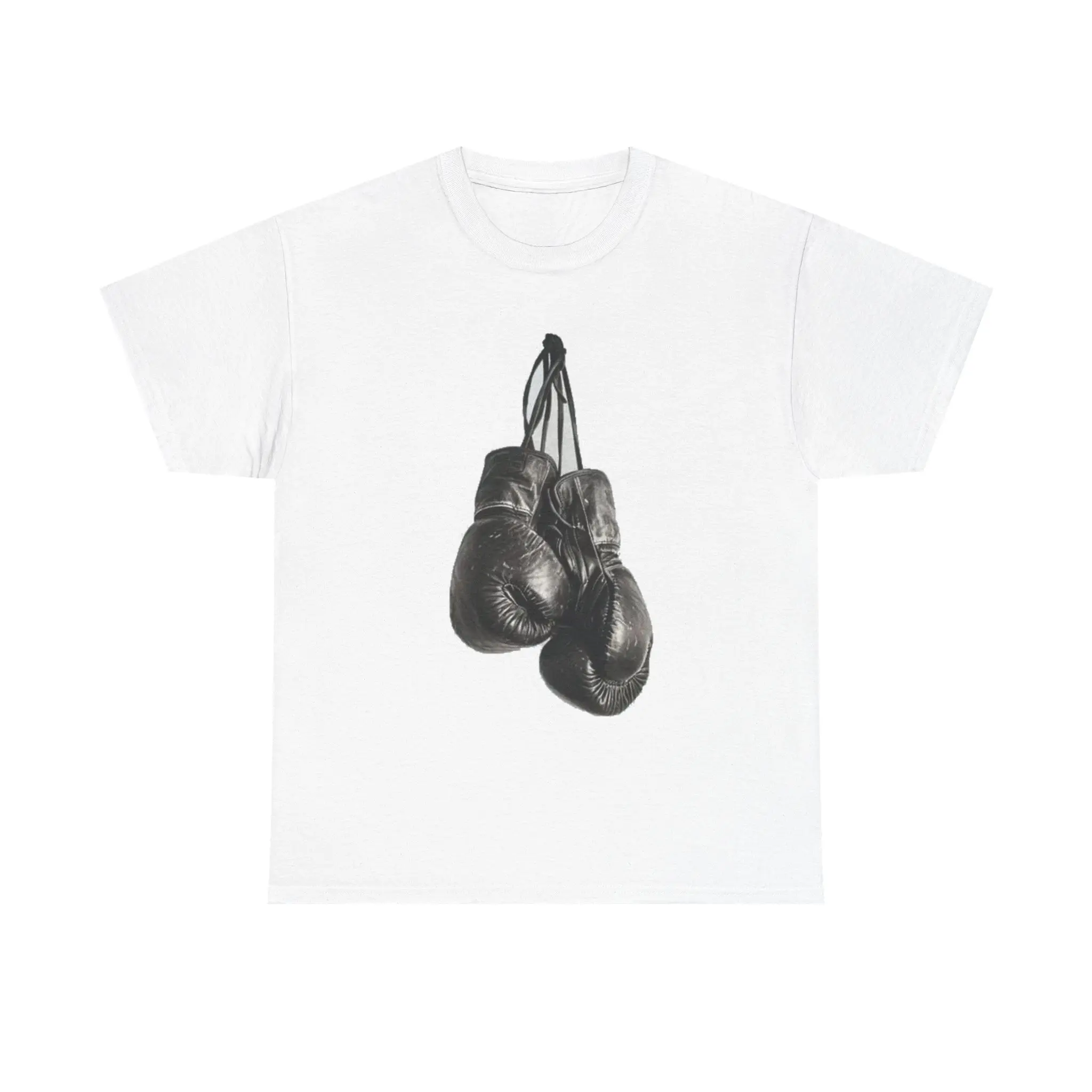Heavy Hitter Graphic Tee | Vintage Hanging Boxing Gloves Front Print