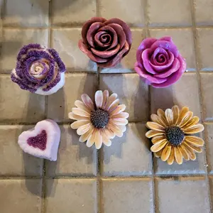 Assorted Flower Candles - 6 Count Decorative Candles with Heart and Flower Shapes - Ornaments
