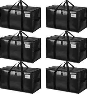 24 Gallon Extra Large Foldable Moving & Storage Bags, Heavy Duty Waterproof Organizer with Carry Handles and Tag Pocket for Home, Travel, Camping, Clothes, Blanket, Space-Saving Storage