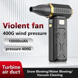 High-Velocity Handheld Air Blower & Vacuum Cleaner, Brushless Motor Portable Fan, USB Rechargeable, Strong Blowing & Suction, Built-in LED Light, Ideal for Dust Removal, Car Cleaning, Camping, and Snow Blowing