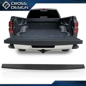 CROSSDESIGN Black Tailgate Cap Molding Top Protector Trim Fit For 2014-2019 Sierra Silverado