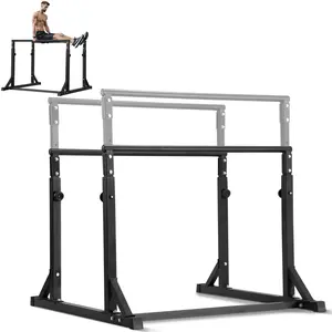 [Fahuac] Dip Bar 800 lbs Capacity, Heavy Duty Dip Stand Station with Adjustable Height 37"-49", Foam Padded Non-Slip Handles, Parallel Bars for Strength Training Home Gym