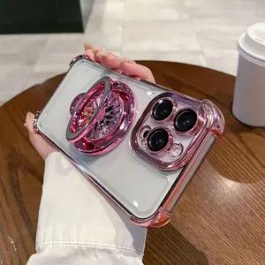 Magnetic Charging Phone Case with Ring Phone Holder, 1 Count Durable Anti-drop Phone Protective Cover, Phone Accessories Compatible with iPhone 16 15 14 13 Pro Max