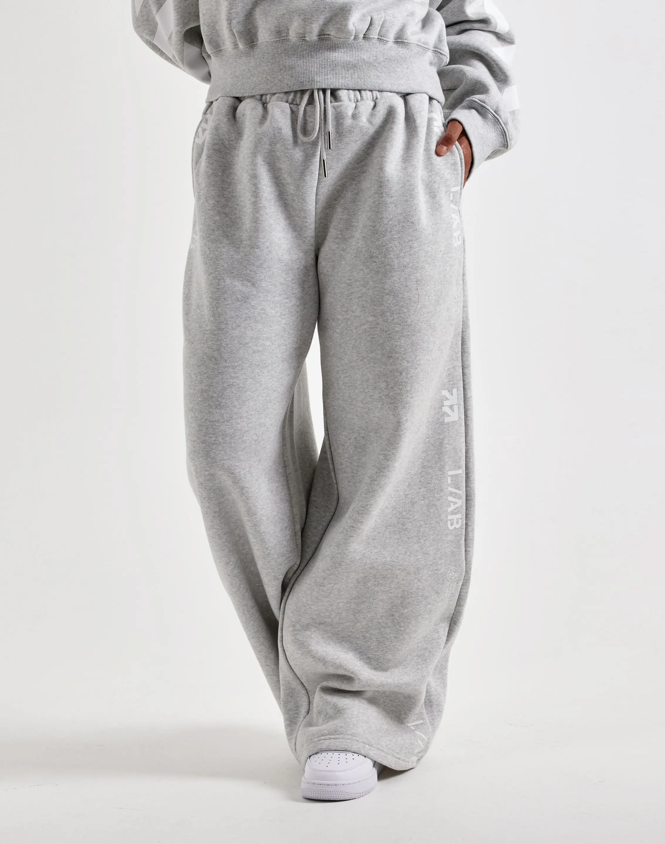 Womens Off-White L/AB Wide-Leg Fleece Sweatpants
