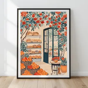 French Boulangerie Painting | Boulangerie Wall Art | Cafe Kitchen Decor | French Bakery Wall Art, Unframed  | 5 size, 8x12  to 27x40