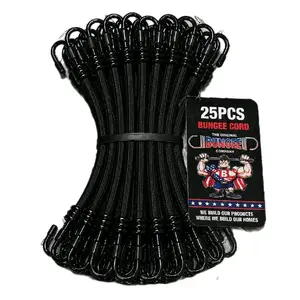 25pcs 12mm Heavy Duty Bungee Cords with Hooks - Durable and Reliable