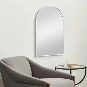 ARCH 24x36 Inch Silver Metal Framed Arched Bathrrom Mirror for Wall.(W2203134098)
