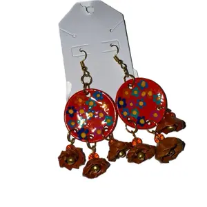 Comalitos Arretes Handmade Earrings with Colorful Floral Design