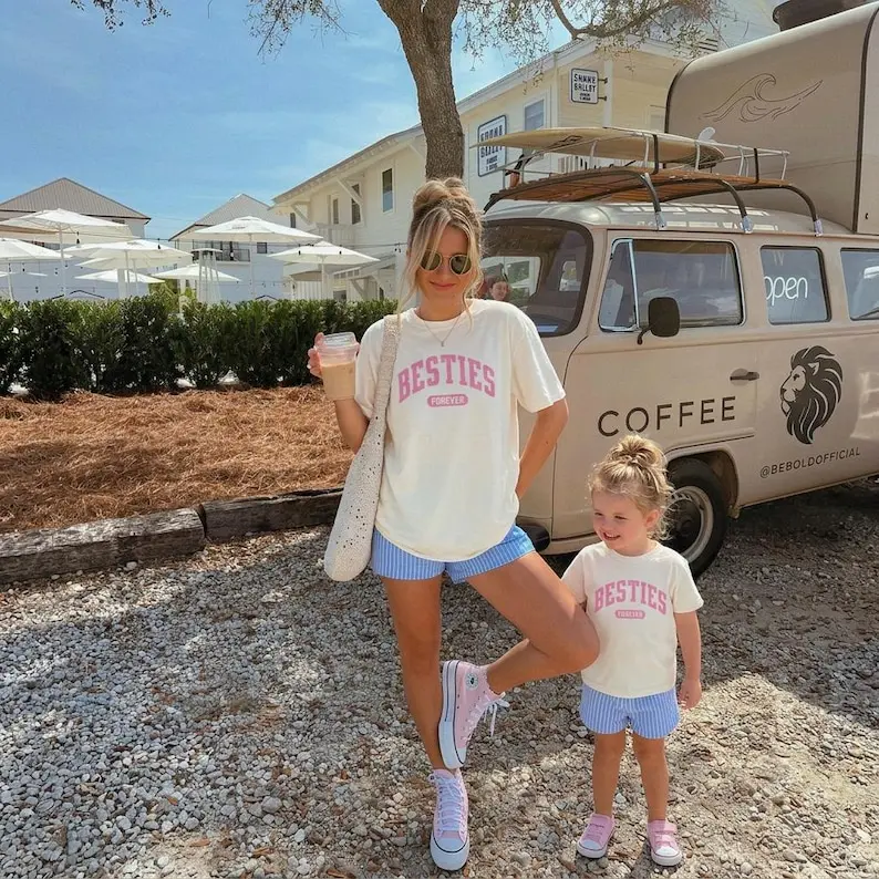[Ship From US] Besties Forever Shirts | Mom and Daughter Matching Shirts | Mothers Day Gift for Moms & Kids | Cute Best Friend Matching Tee Family Shirts