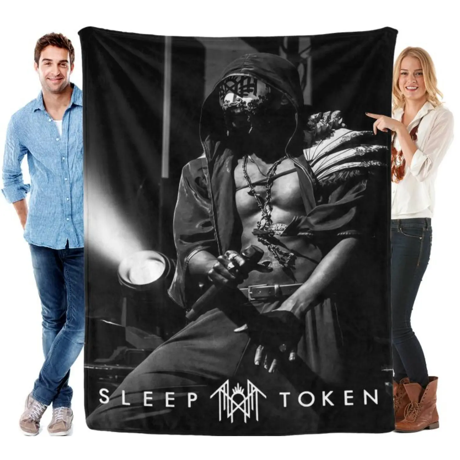 SG Sleep Token Plush Blanket, Rock Band Fan Bedroom Plush Blanket, Music-Themed Blanket, Fan Home Bedding Gift, Sleep Token Fan Apparel, Printed Flannel