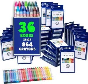 Color Swell Bulk Crayon Packs - 36 boxes of crayons 24 Vibrant Colored for Kids,  Home School , Excellent Gifts  for Birthday, Halloween Art Supplies Gift Set, Christmas Gift.