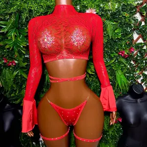 Lollipop ( Red flare sleeve top w/ thong )