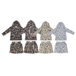 F--Little Hunter Adventure Set Camo Hoodie & Shorts Outfits Fashion Kids Clothes