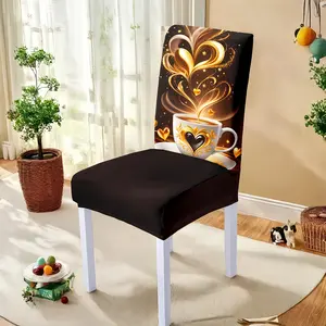 4/6pcs Modern Heart Coffee Cup Art Decorative Chair Covers Suitable for Home Dining Chairs Party Celebration Decor Coffee Shop Decor Washable Reusable