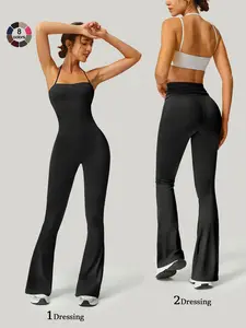 Women's Sporty One-Piece Jumpsuit, Butt-Lifting Design, Breathable Loose Fit, Outdoor Cycling Running Casual Fashion Pants, Sportswear Jumpsuits