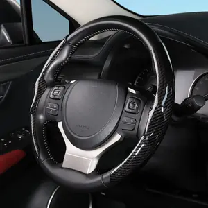 15-Inch Laser Carbon Fiber Anti-Skid Steering Wheel Booster Cover (2pcs) - Segmented & Butterfly Design, Easy Installation, Comfortable Auto Interior Accessory for Cars, SUVs, Universal 99% Car Wheel Protector, Steering Wheel Cover