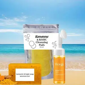 TURMERIC & KOJIC  Cleansing Pad & MousseCleanser Set, 3 Counts/set Deep Cleansing &Nourishing Skin Care Kit for Women & Men AI!Skin Types,Christmas,Christmas Gift