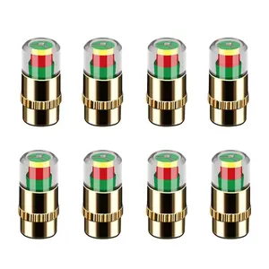 8PCS Car Tire Pressure Monitor Valve Stem Caps, 2.4Bar 36PSI Tire Pressure Monitoring Caps, 3-Color Eye Alert Valve Stem Caps Sensor Indicator for Cars, SUVs, Trucks, Motorcycles (Golden)