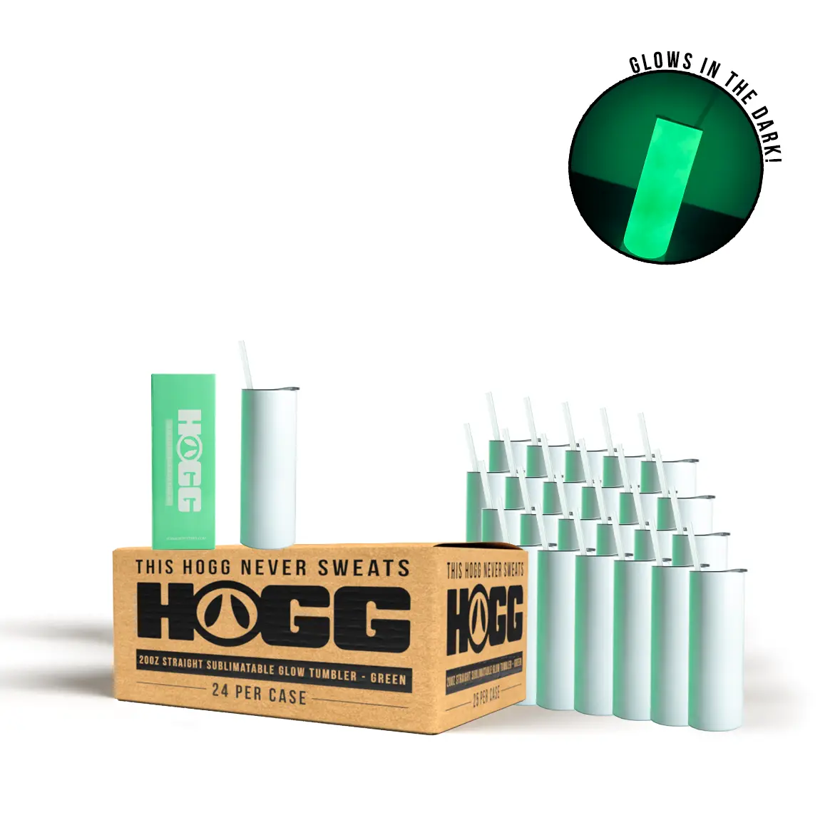 20oz Sublimatable Glow Skinny Tumbler Case (24 Units)
