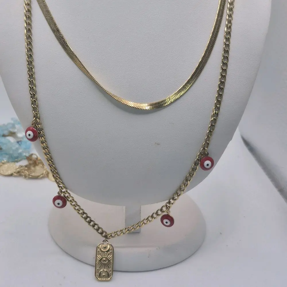 stainless steel double necklace