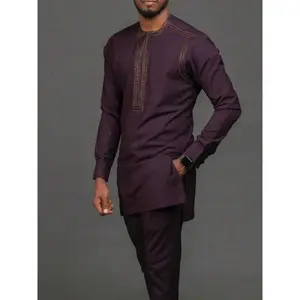 Muslim African Men Ethnic Set, Trendy Embroidered Long Sleeve Casual Wear, Versatile National Style, Hot Selling Cross-Border