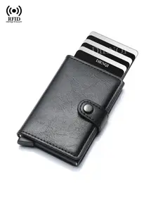 Anti Rfid Credit Card Holder Men Wallets Business Fashion Wallet Smart Bank Cardholder Case Thin Slim Pop Up Minimalist With Hasp Men Women Black Purse Vallet, Gift for Men&Women