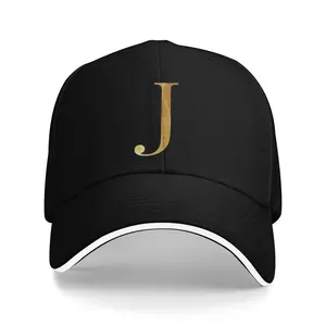 Men's A-Z Golden Letter Printed Baseball Cap - High-Quality Polyester Oxford Ventilated Design, Adjustable Snap Button Closure, Breathable Sporty Outdoor Hat for Casual & Fashionable Style, Baseball Hat, Stylish Headwear