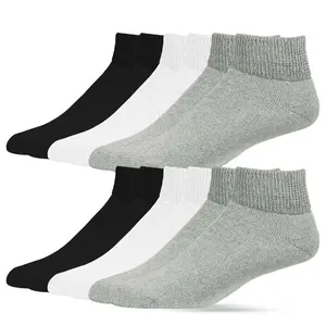 12 Pairs Cotton Quarter Diabetic Socks No Binding Neuropathy Cushion Socks Non-Binding Circulatory Sock Unisex Men Women Comfort Menswear Underwear