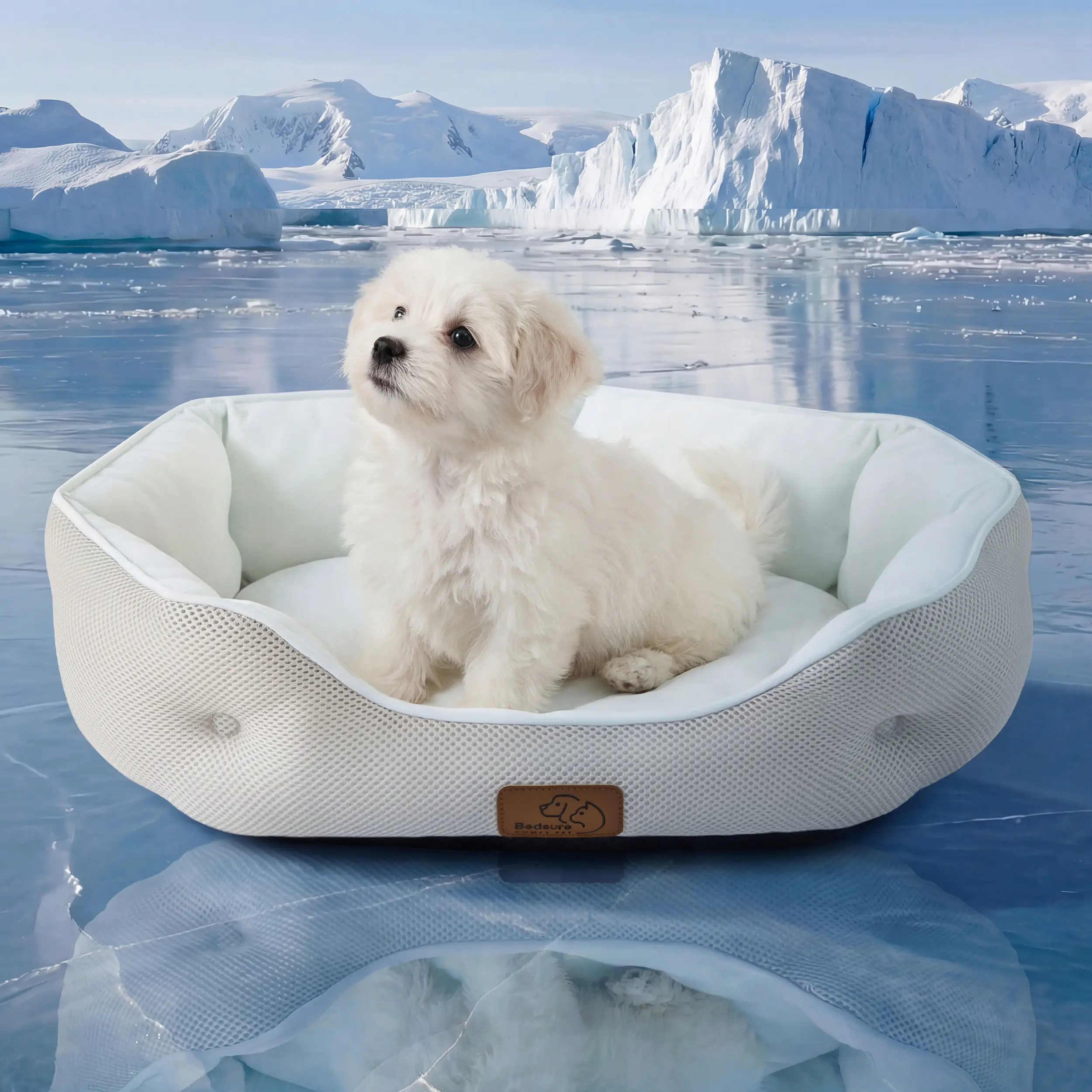 Cooling Round Bed-Ice blue