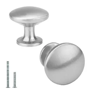 30 Pack Brushed Nickel Cabinet Knobs, Round Mushroom Drawer Knobs, Solid Zinc Alloy Kitchen Cabinet Hardware for Dresser, Bathroom & Closet (1.18 in Diameter)