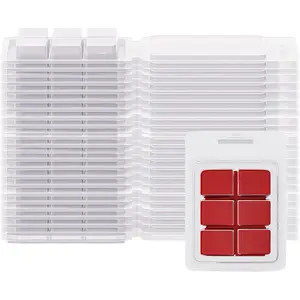 25 Pack Wax Melt Molds, 6 Cavity Clear Empty Plastic Wax Melt Containers