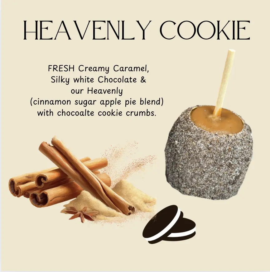 Copperpot Caramel Co Caramel Apple Heavenly Cookie Think Apple Pie & Cookies Cream Large Crisp Granny Smith Apple Handcrafted Gourmet Treat