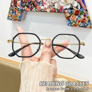 Women's Metallic Geometric Color-Blocked Fashion Reader Glasses Luxurious Elegant Artistic Sexy Sophisticated Casual Eyewear