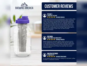 Cold Brew Coffee Maker Kit: Wide Mouth for Coffee, Infused Tea, Alcohol - 2 Quart 64 oz Violet Purple