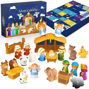 Nativity Advent Calendar 2025 Kids, Christmas Story Nativity Playset Christian Advent Calendar for Toddlers, Kids, Boys, Girls, 25pcs Nativity Scene Set Toys for Children Ages 1 2 3 4 5 6+