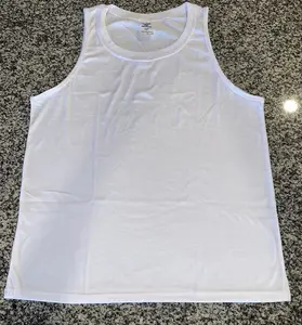 Unisex sublimation blank white tank top soft polyester White