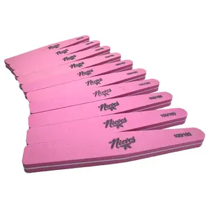 Nieves Professional 100/180 Grit Sponge Nail Files 10 Pack Pink Dual Grit for Shaping & Smoothing Durable Plastic Core High-Quality Sandpaper for Salon Results Manicure Cutics