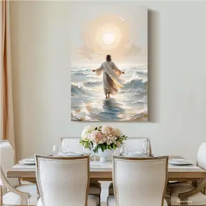 Jesus Christ Walking on Water Christian Faith Art A New Day A New Miracle Jesus Water Art Digital Bible Art Religious Ornaments Decoration for Home Decor Enhance Your Space Modern Twist    wall decor  dopamine decor poster Traditional Wrapped Framed