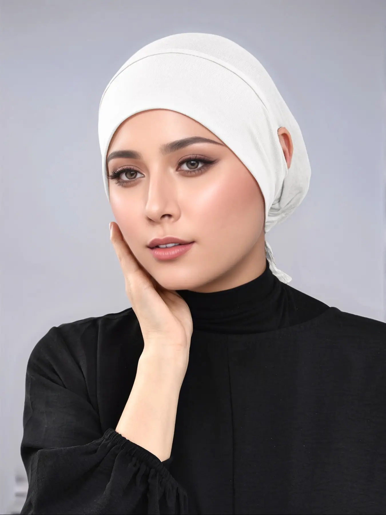 1pc Women's Adjustable and Comfortable Headscarf Hat, Solid Color with Drawstring Design for Ramadan and Eid, Versatile Fashion Accessory for All Occa