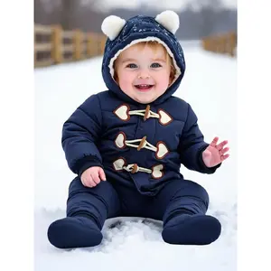 NewChildren's Winter Snowsuit with Fleece Lining, Thickened and Windproof Hooded Outdoor Clothing for Kids, Perfect for Outdoor
