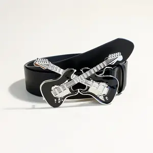 Women'S Belt Decoration, Versatile Casual Belt with Guitar Buckle, Rock Punk Easy Fashion Belt