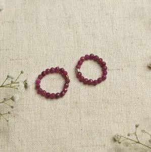 Dainty and stackable Ruby stretchy Fidget ring - Stress and anxiety relief
