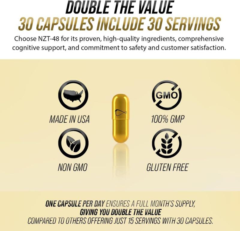 3 Bottles of NZT-48 Ultimate Brain Booster by Limitless - Organic Extract for Cognitive Function & Immune Support