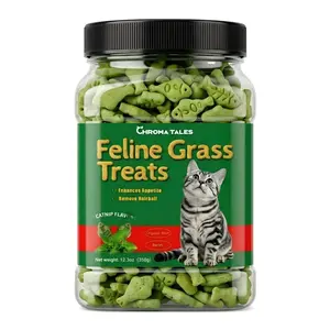 Grain-Free Cat Grass Treats, Natural Crunchy Bite Biscuits, Hairball Aid, Digestive Support, Dental Cleaning Support, Vitamin-Enriched, Ideal for Cats with Sensitive Stomachs